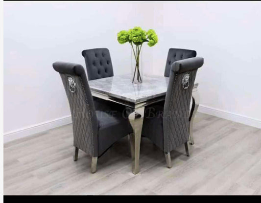 Emma dining set and 1m marble dining table