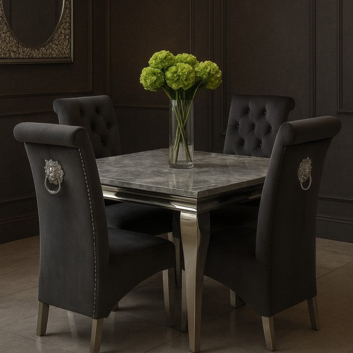 Emma dining set and 1m marble dining table