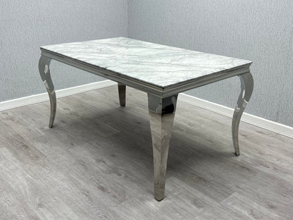 Chrome Dining Table With Grey PU Leather