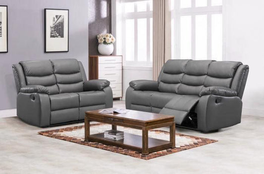 Roman 3+2 Grey leather Recliner set