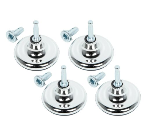 4 x Chrome Feet Leg Gliders Glides Castor For Divan Bed Base Sofa Chair Wheels